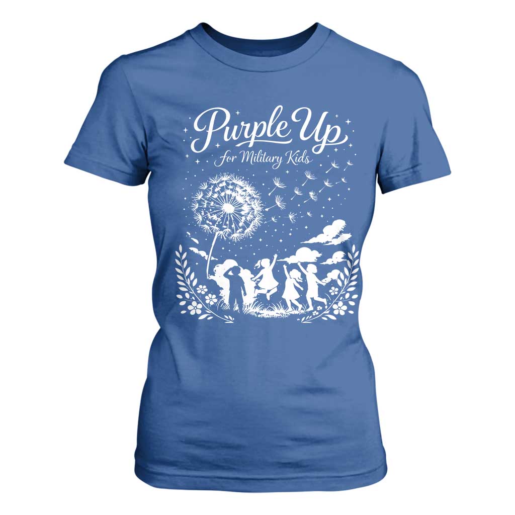Purple Up For Military Kids Dandelion Inspirational T Shirt For Women Month of the Military Child Brat Support