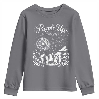 Purple Up For Military Kids Dandelion Inspirational Youth Sweatshirt Month of the Military Child Brat Support