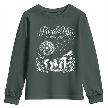 Purple Up For Military Kids Dandelion Inspirational Youth Sweatshirt Month of the Military Child Brat Support