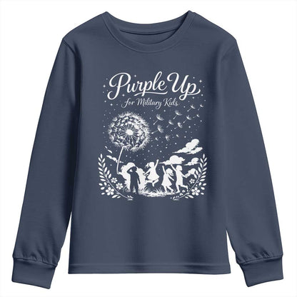 Purple Up For Military Kids Dandelion Inspirational Youth Sweatshirt Month of the Military Child Brat Support