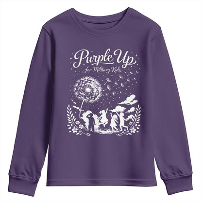 Purple Up For Military Kids Dandelion Inspirational Youth Sweatshirt Month of the Military Child Brat Support
