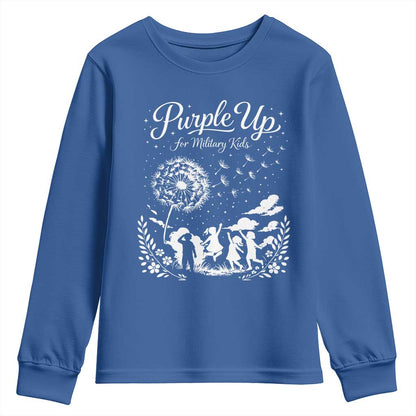 Purple Up For Military Kids Dandelion Inspirational Youth Sweatshirt Month of the Military Child Brat Support