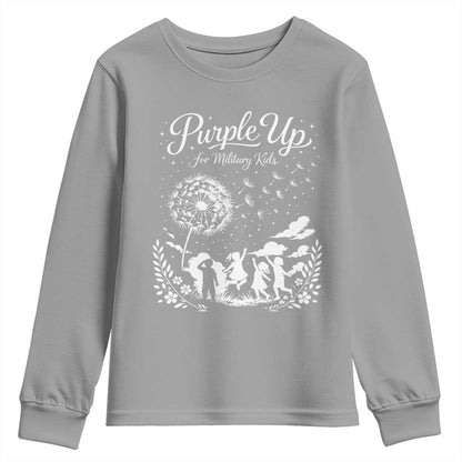 Purple Up For Military Kids Dandelion Inspirational Youth Sweatshirt Month of the Military Child Brat Support