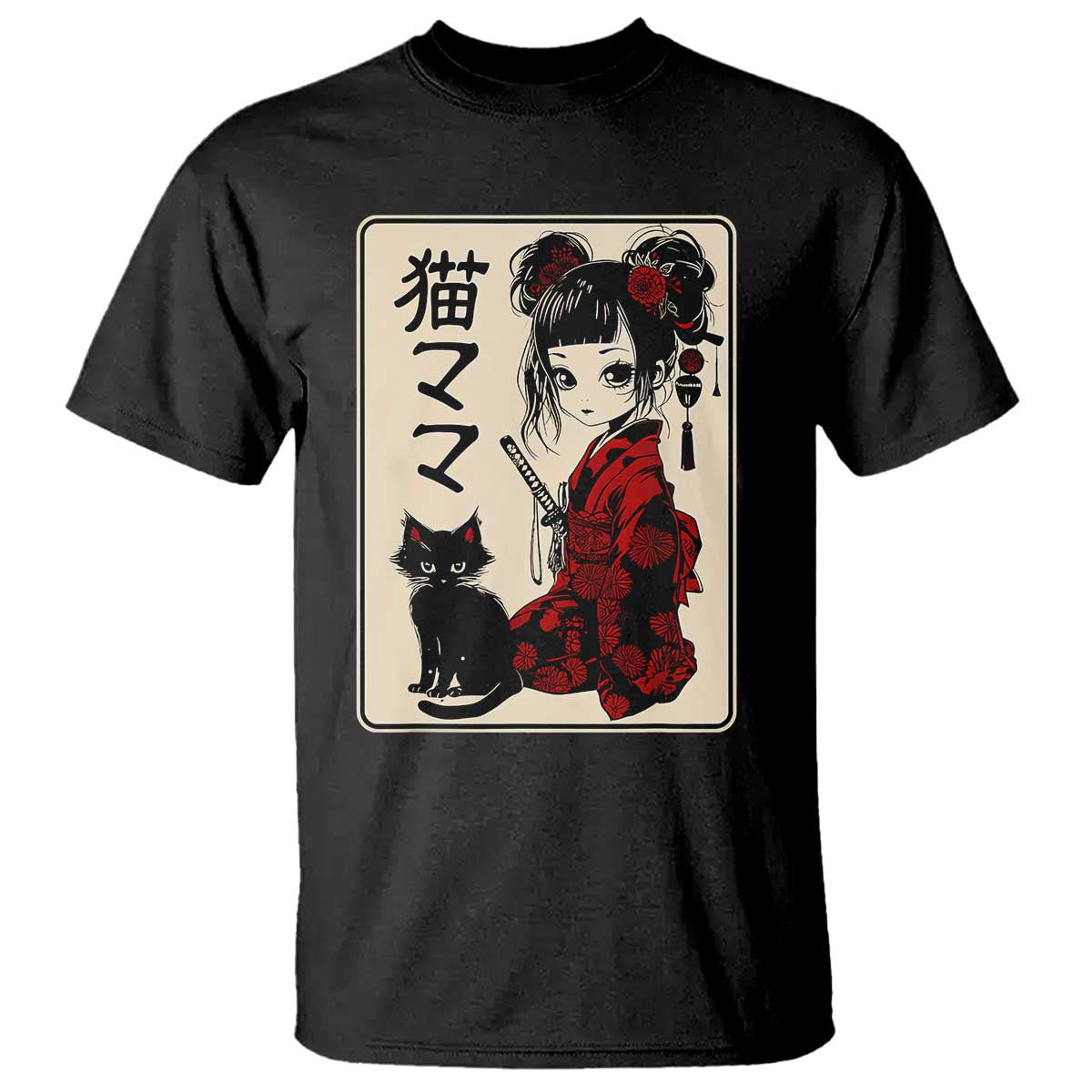 japanese-gothic-kawaii-anime-samurai-cat-t-shirt-japan-female-bushido-graphic-with-kanji-retro-vintage