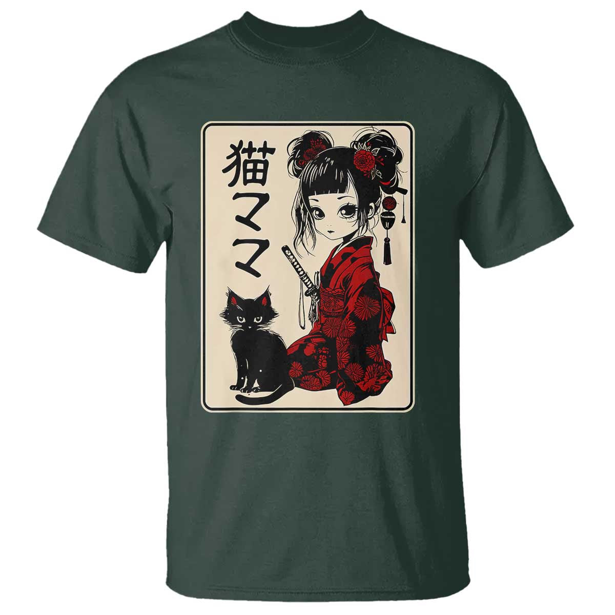 japanese-gothic-kawaii-anime-samurai-cat-t-shirt-japan-female-bushido-graphic-with-kanji-retro-vintage