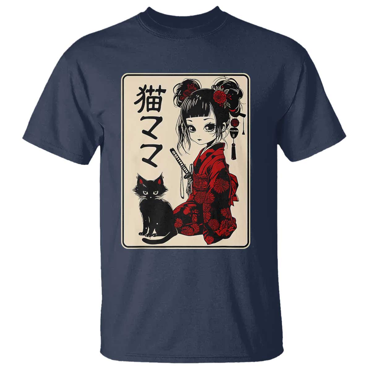 japanese-gothic-kawaii-anime-samurai-cat-t-shirt-japan-female-bushido-graphic-with-kanji-retro-vintage