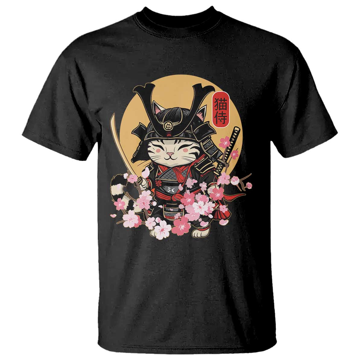 japanese-samurai-cat-t-shirt-ancient-ninja-kitten-warrior-tattoo-kawaii-otaku-retro