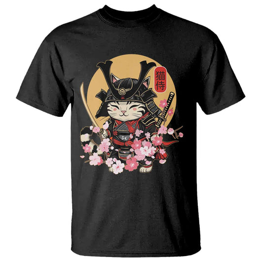japanese-samurai-cat-t-shirt-ancient-ninja-kitten-warrior-tattoo-kawaii-otaku-retro