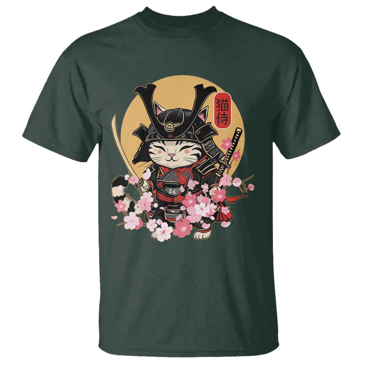 japanese-samurai-cat-t-shirt-ancient-ninja-kitten-warrior-tattoo-kawaii-otaku-retro