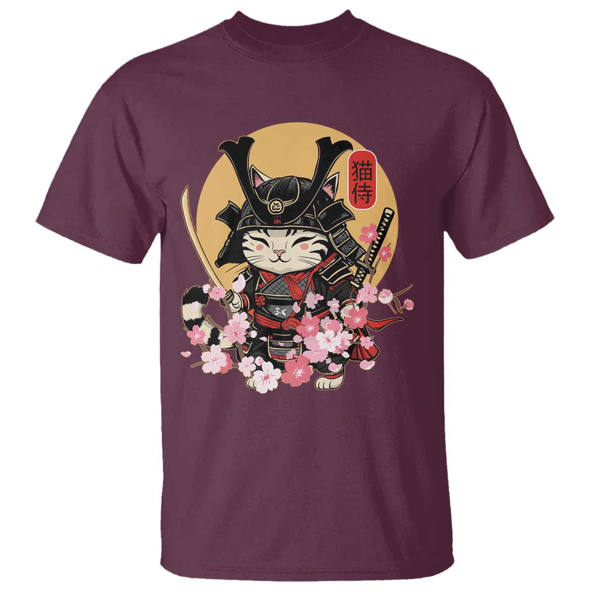 japanese-samurai-cat-t-shirt-ancient-ninja-kitten-warrior-tattoo-kawaii-otaku-retro
