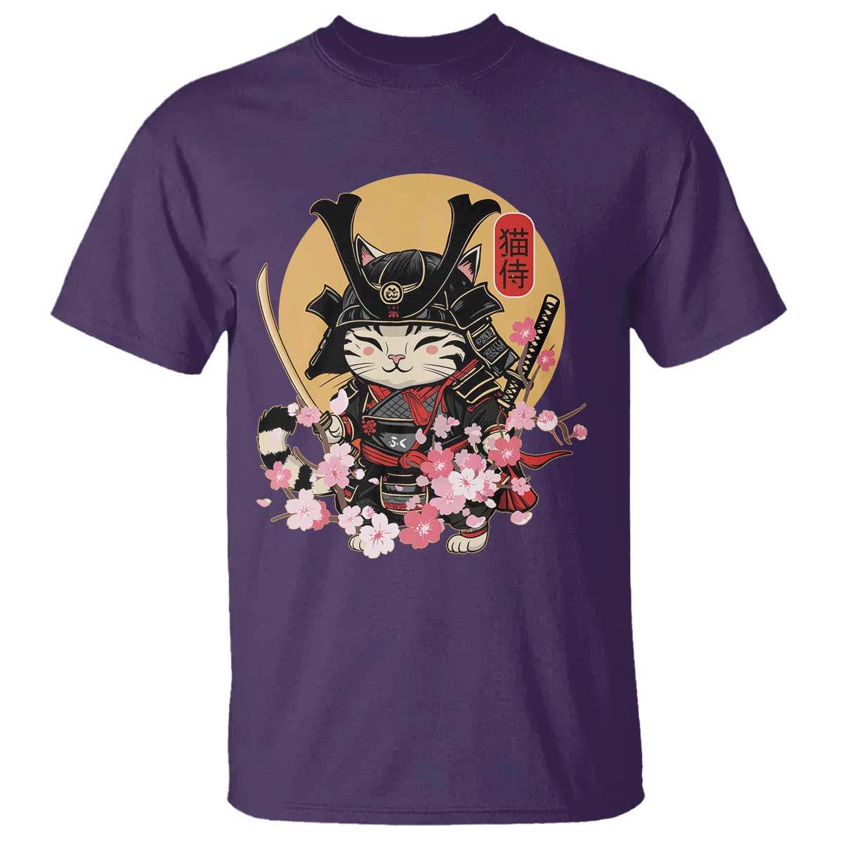 japanese-samurai-cat-t-shirt-ancient-ninja-kitten-warrior-tattoo-kawaii-otaku-retro