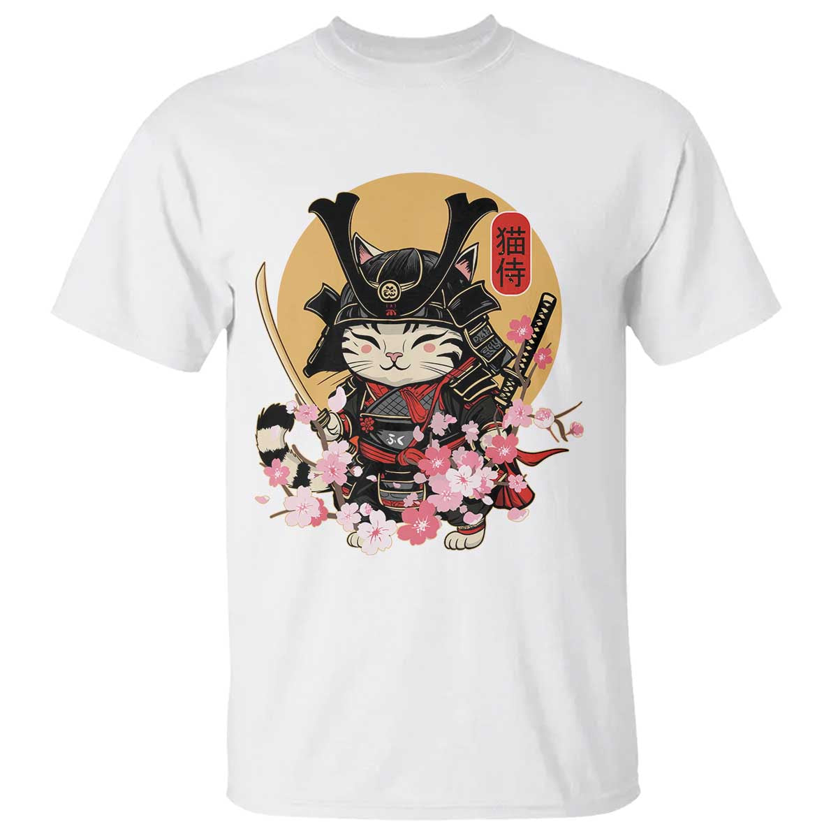 japanese-samurai-cat-t-shirt-ancient-ninja-kitten-warrior-tattoo-kawaii-otaku-retro