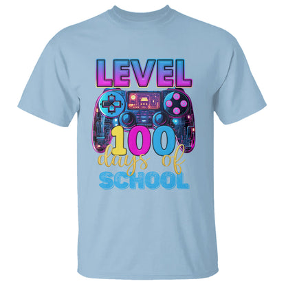 100-days-of-school-gamer-t-shirt-level-100-unlocked-neon-game-controller-1