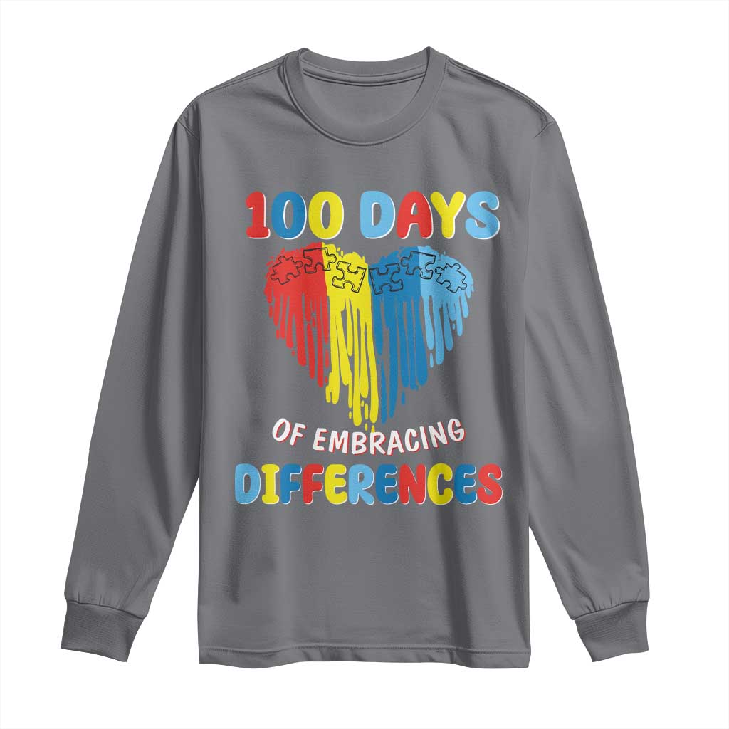 100 Days of School IEP Long Sleeve Shirt Embrace Differences Neurodiversity Autism ADHD