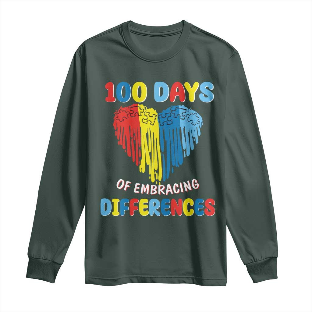 100 Days of School IEP Long Sleeve Shirt Embrace Differences Neurodiversity Autism ADHD