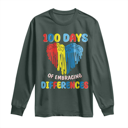 100 Days of School IEP Long Sleeve Shirt Embrace Differences Neurodiversity Autism ADHD