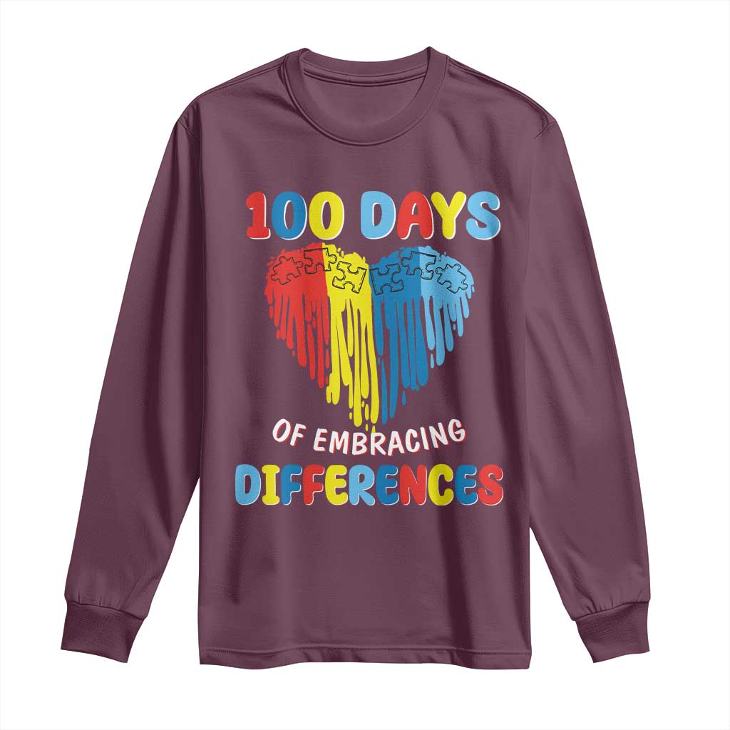 100 Days of School IEP Long Sleeve Shirt Embrace Differences Neurodiversity Autism ADHD