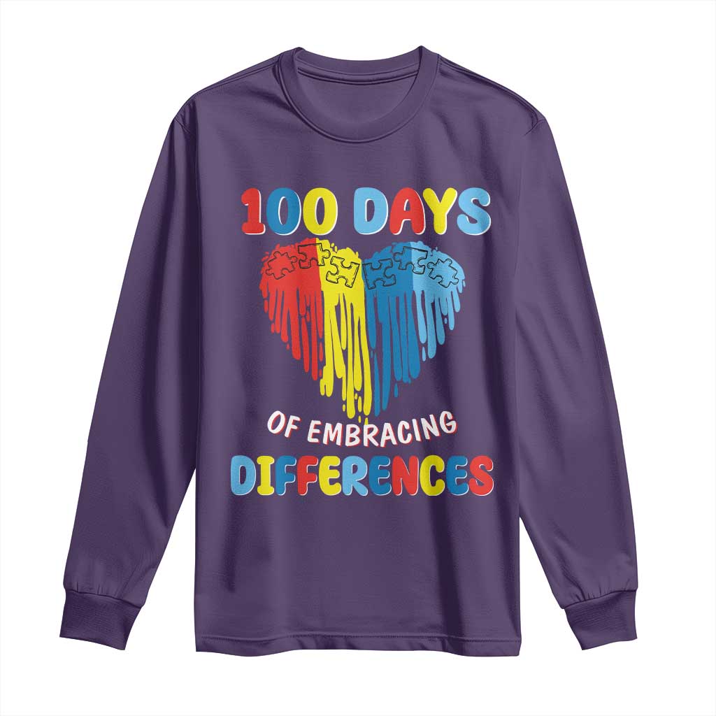 100 Days of School IEP Long Sleeve Shirt Embrace Differences Neurodiversity Autism ADHD