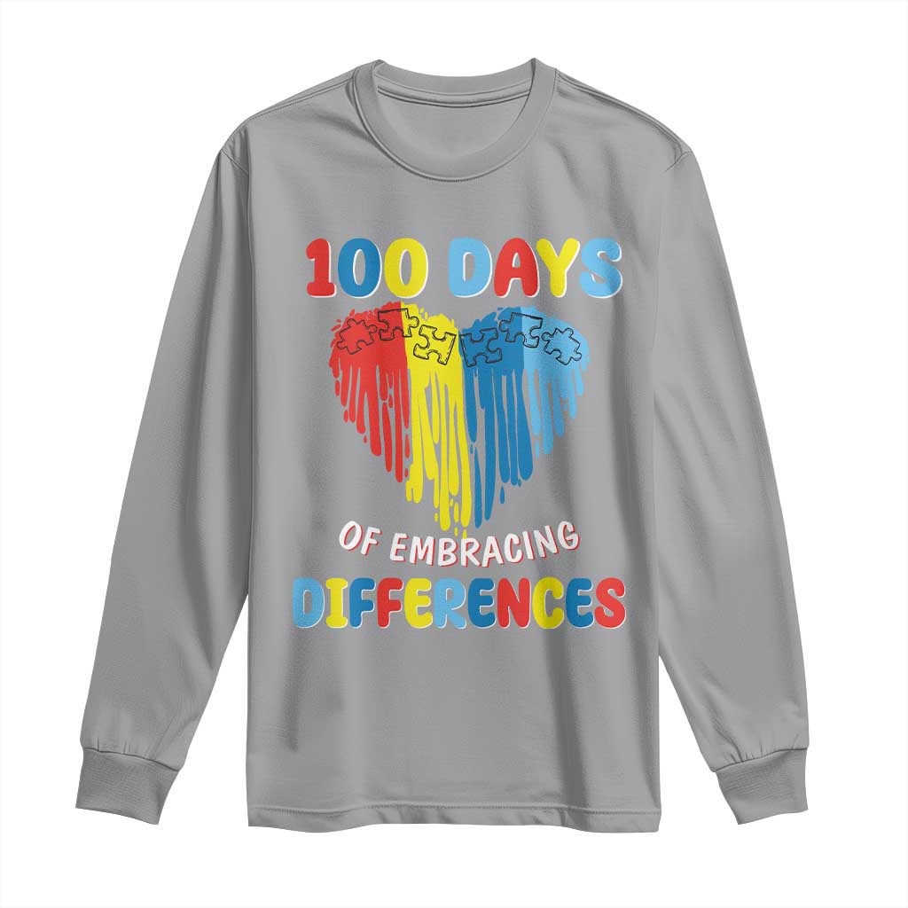 100 Days of School IEP Long Sleeve Shirt Embrace Differences Neurodiversity Autism ADHD