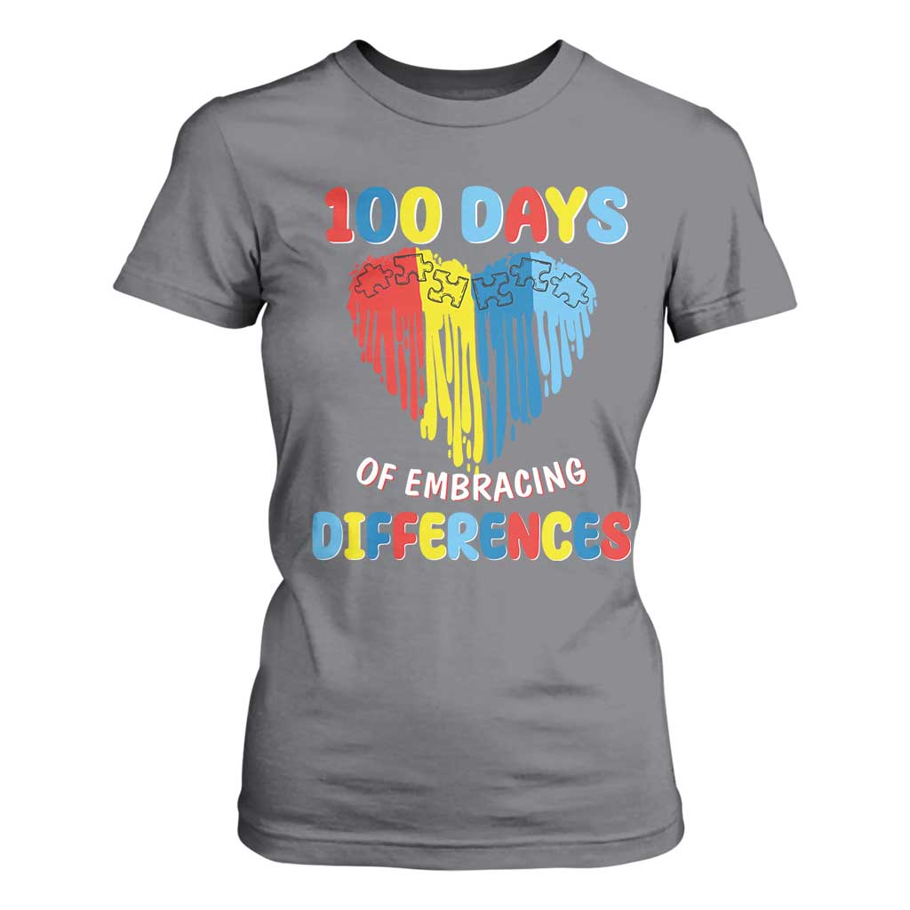 100 Days of School IEP T Shirt For Women Embrace Differences Neurodiversity Autism ADHD