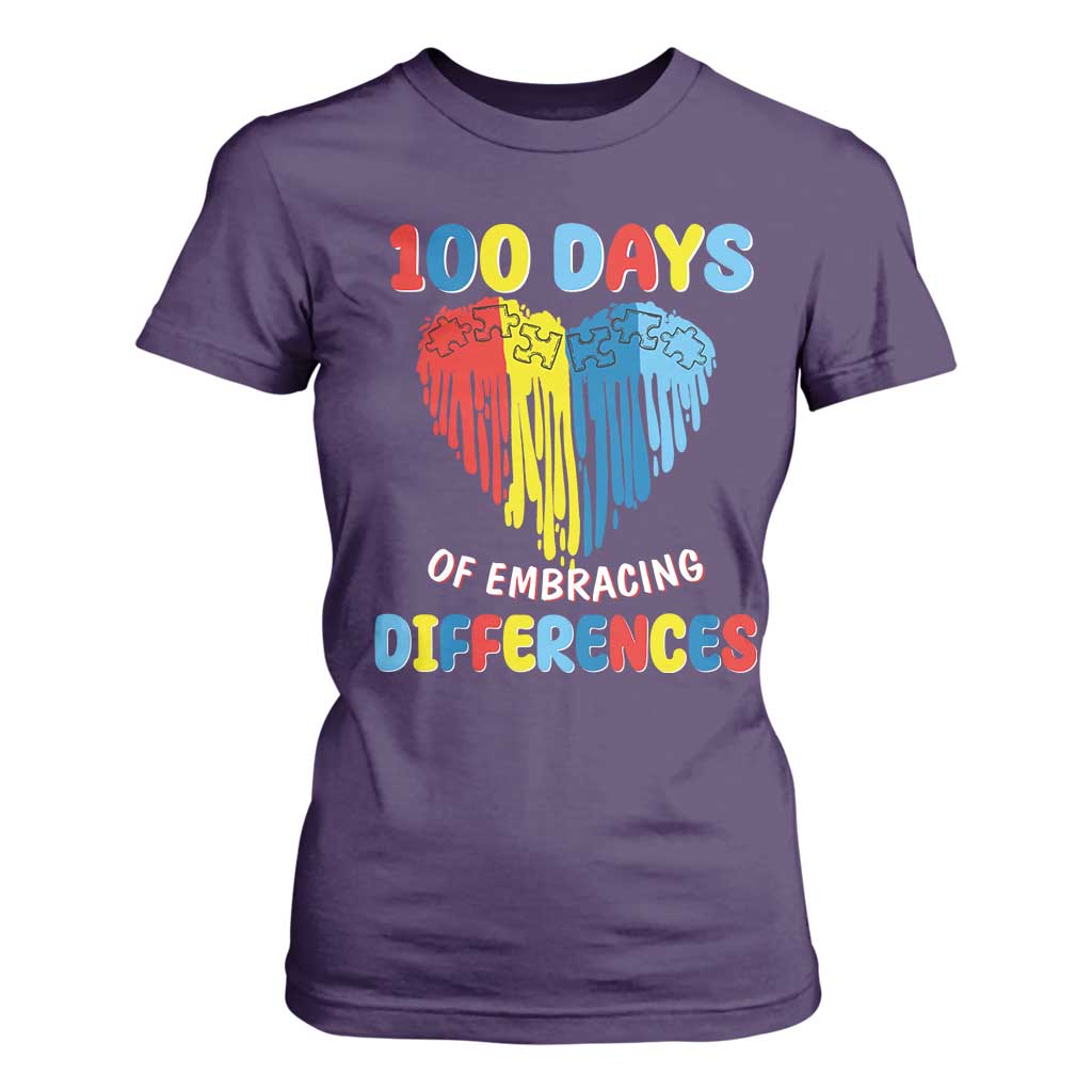100 Days of School IEP T Shirt For Women Embrace Differences Neurodiversity Autism ADHD