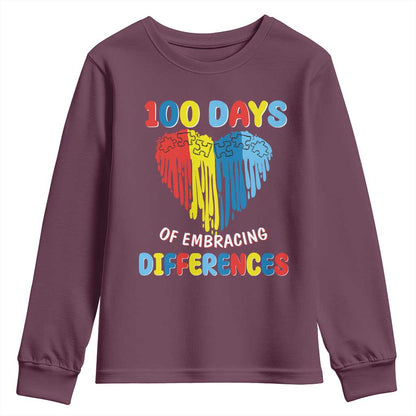 100 Days of School IEP Youth Sweatshirt Embrace Differences Neurodiversity Autism ADHD