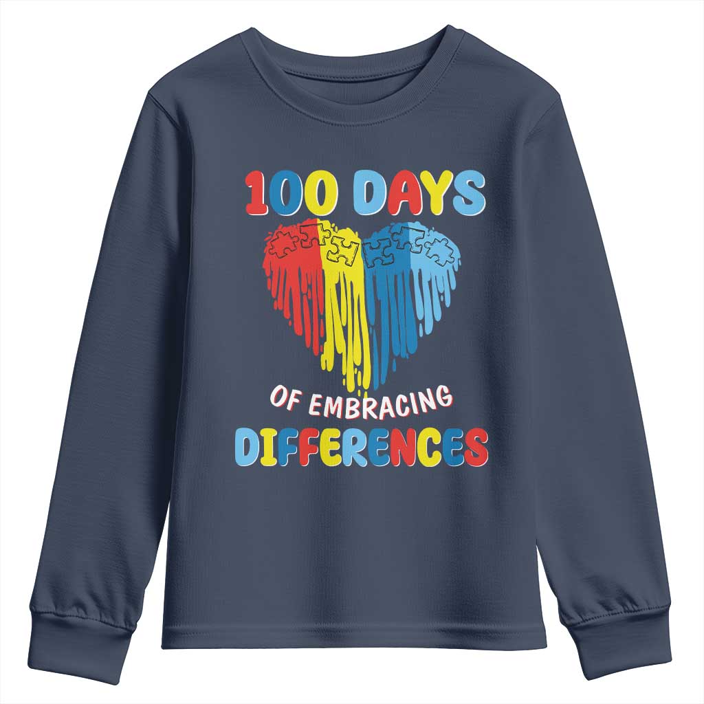 100 Days of School IEP Youth Sweatshirt Embrace Differences Neurodiversity Autism ADHD
