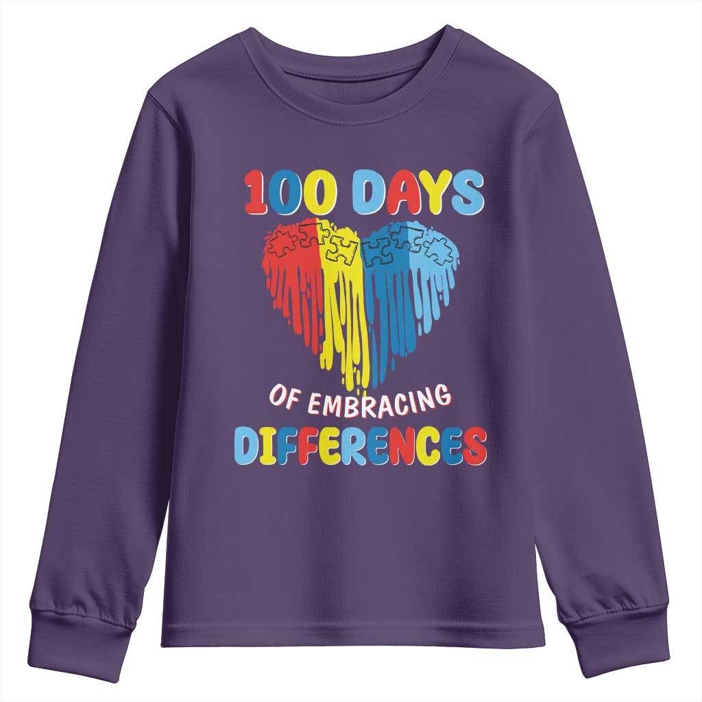 100 Days of School IEP Youth Sweatshirt Embrace Differences Neurodiversity Autism ADHD