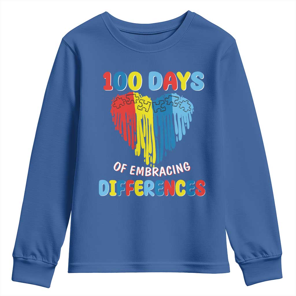 100 Days of School IEP Youth Sweatshirt Embrace Differences Neurodiversity Autism ADHD