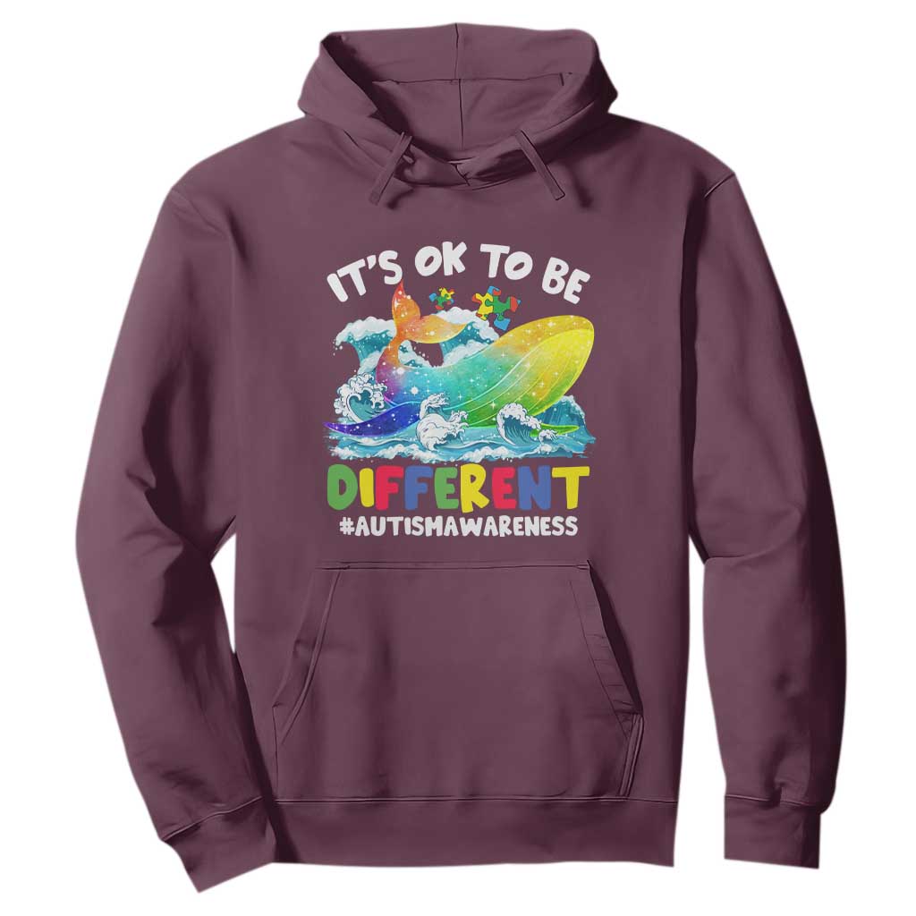 Autism Acceptance Autistic Whale Hoodie It's Ok To Be Different Support Squad Mental Health