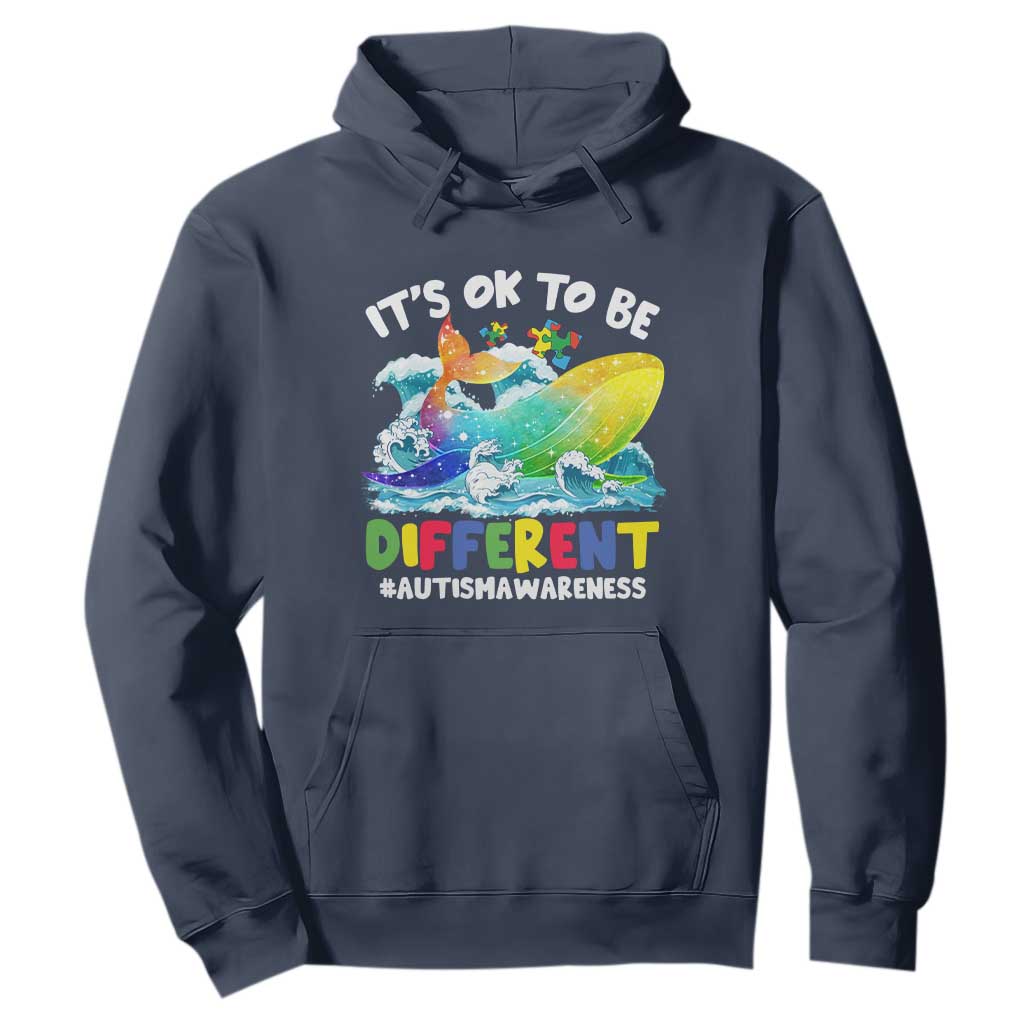 Autism Acceptance Autistic Whale Hoodie It's Ok To Be Different Support Squad Mental Health
