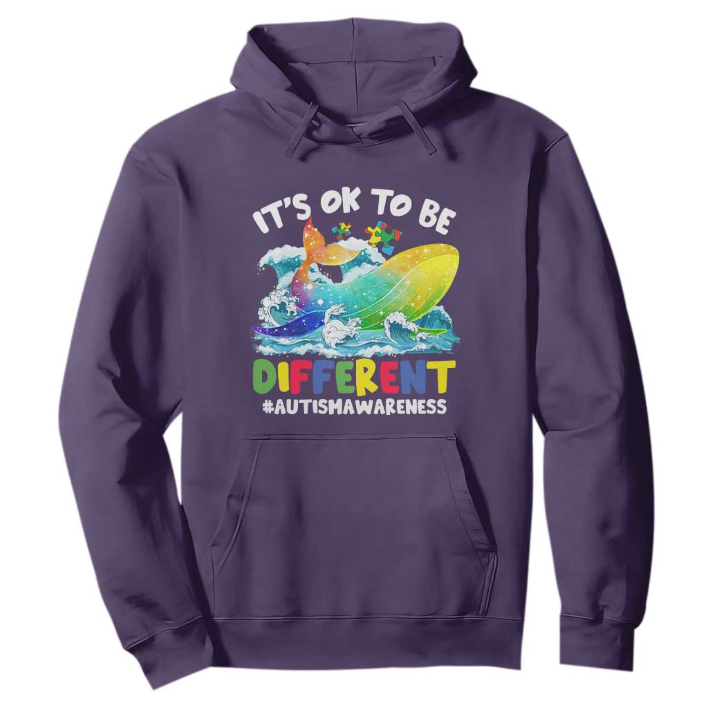 Autism Acceptance Autistic Whale Hoodie It's Ok To Be Different Support Squad Mental Health