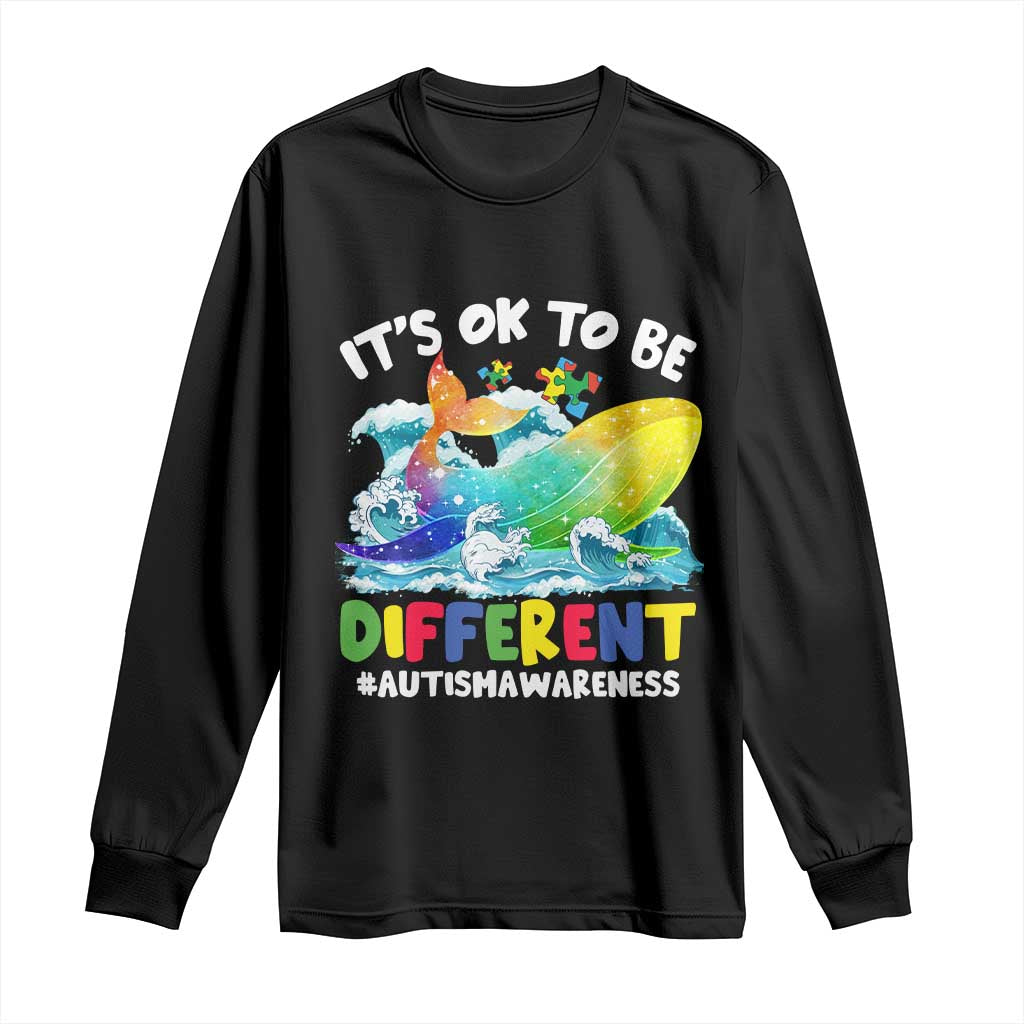 Autism Acceptance Autistic Whale Long Sleeve Shirt It's Ok To Be Different Support Squad Mental Health