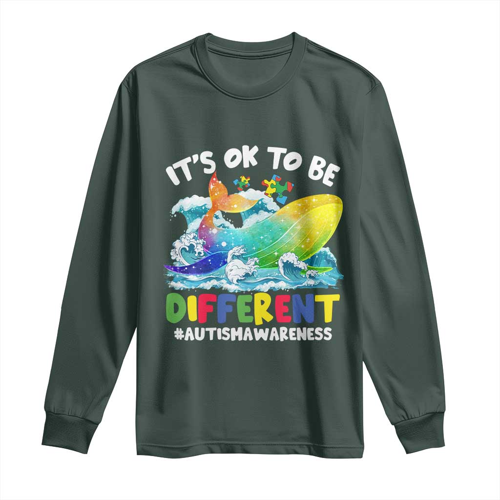 Autism Acceptance Autistic Whale Long Sleeve Shirt It's Ok To Be Different Support Squad Mental Health