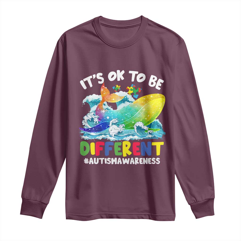 Autism Acceptance Autistic Whale Long Sleeve Shirt It's Ok To Be Different Support Squad Mental Health