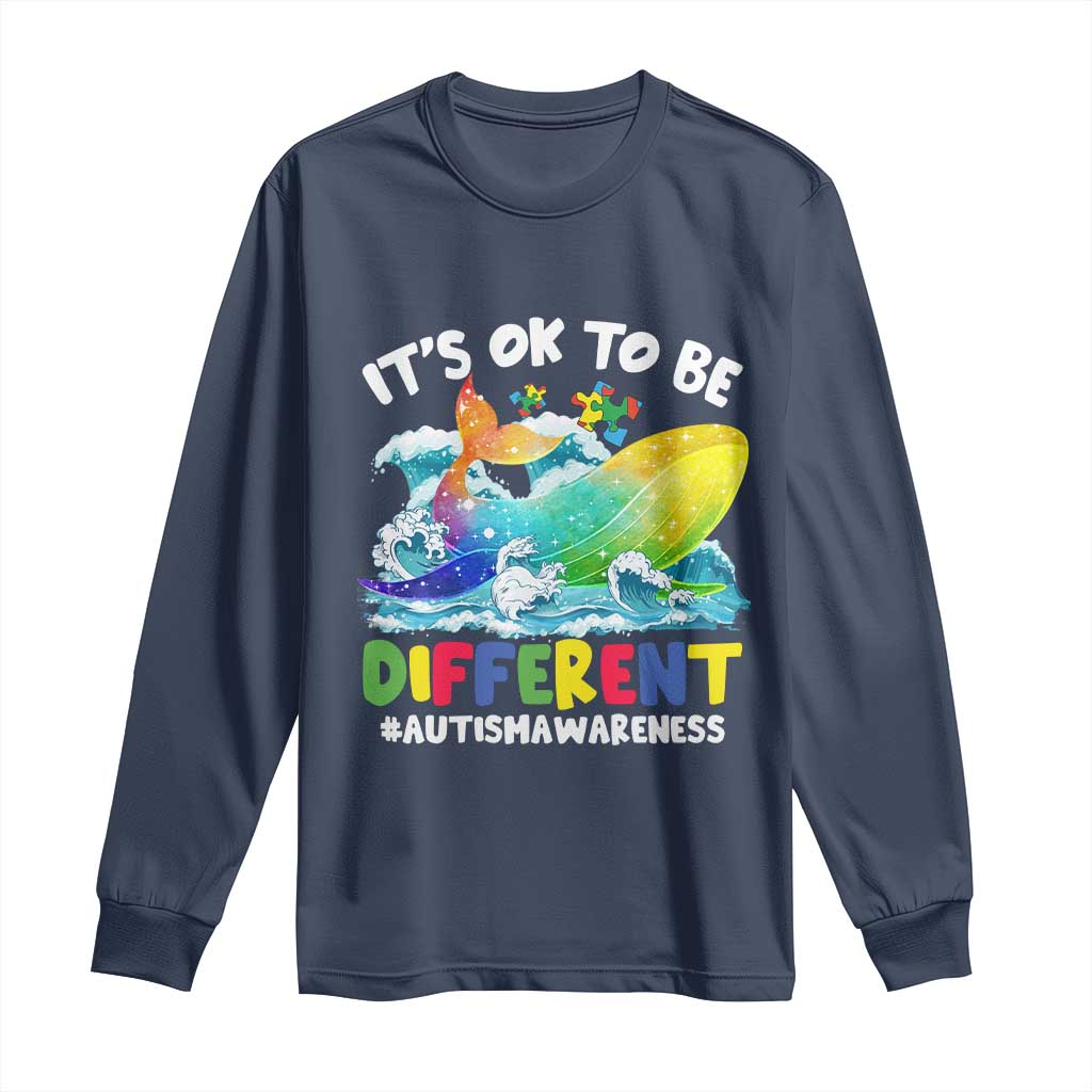 Autism Acceptance Autistic Whale Long Sleeve Shirt It's Ok To Be Different Support Squad Mental Health