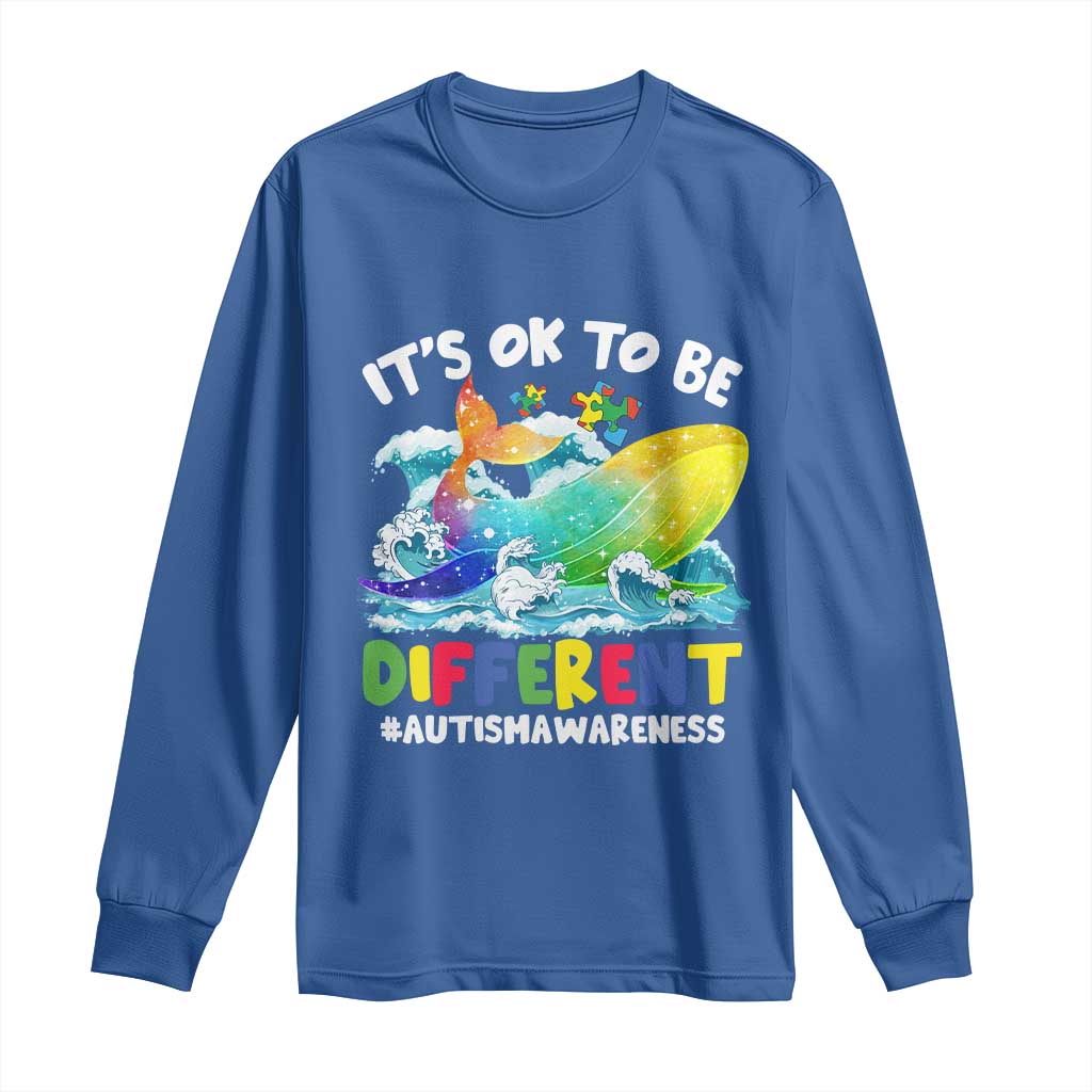 Autism Acceptance Autistic Whale Long Sleeve Shirt It's Ok To Be Different Support Squad Mental Health