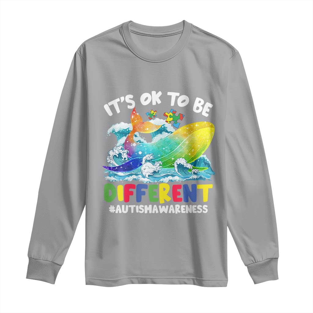 Autism Acceptance Autistic Whale Long Sleeve Shirt It's Ok To Be Different Support Squad Mental Health