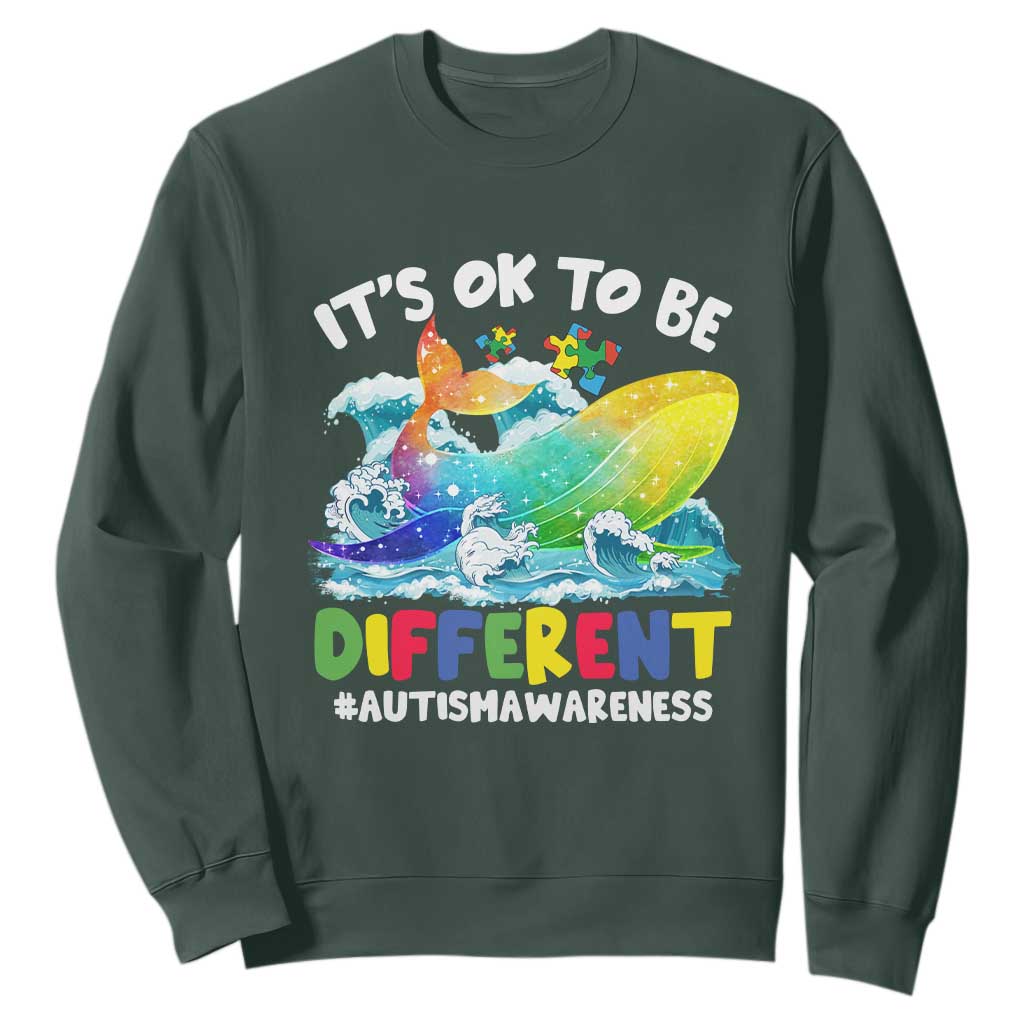 Autism Acceptance Autistic Whale Sweatshirt It's Ok To Be Different Support Squad Mental Health