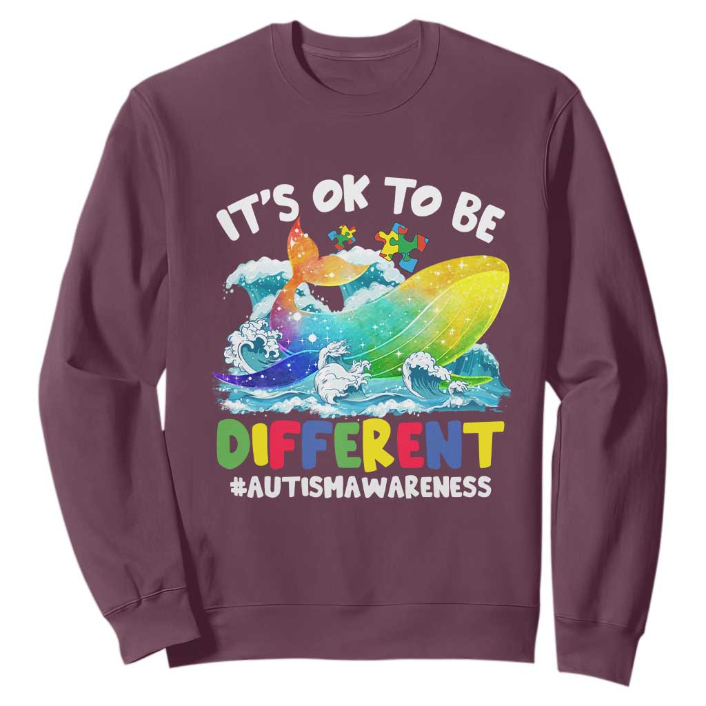 Autism Acceptance Autistic Whale Sweatshirt It's Ok To Be Different Support Squad Mental Health
