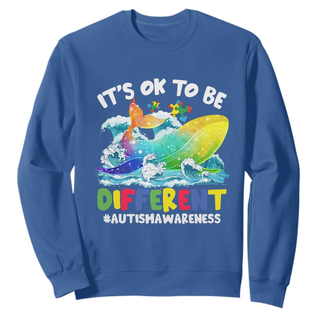 Autism Acceptance Autistic Whale Sweatshirt It's Ok To Be Different Support Squad Mental Health