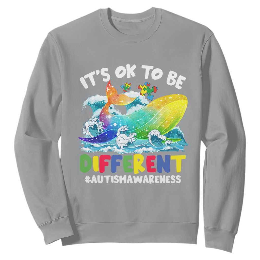 Autism Acceptance Autistic Whale Sweatshirt It's Ok To Be Different Support Squad Mental Health