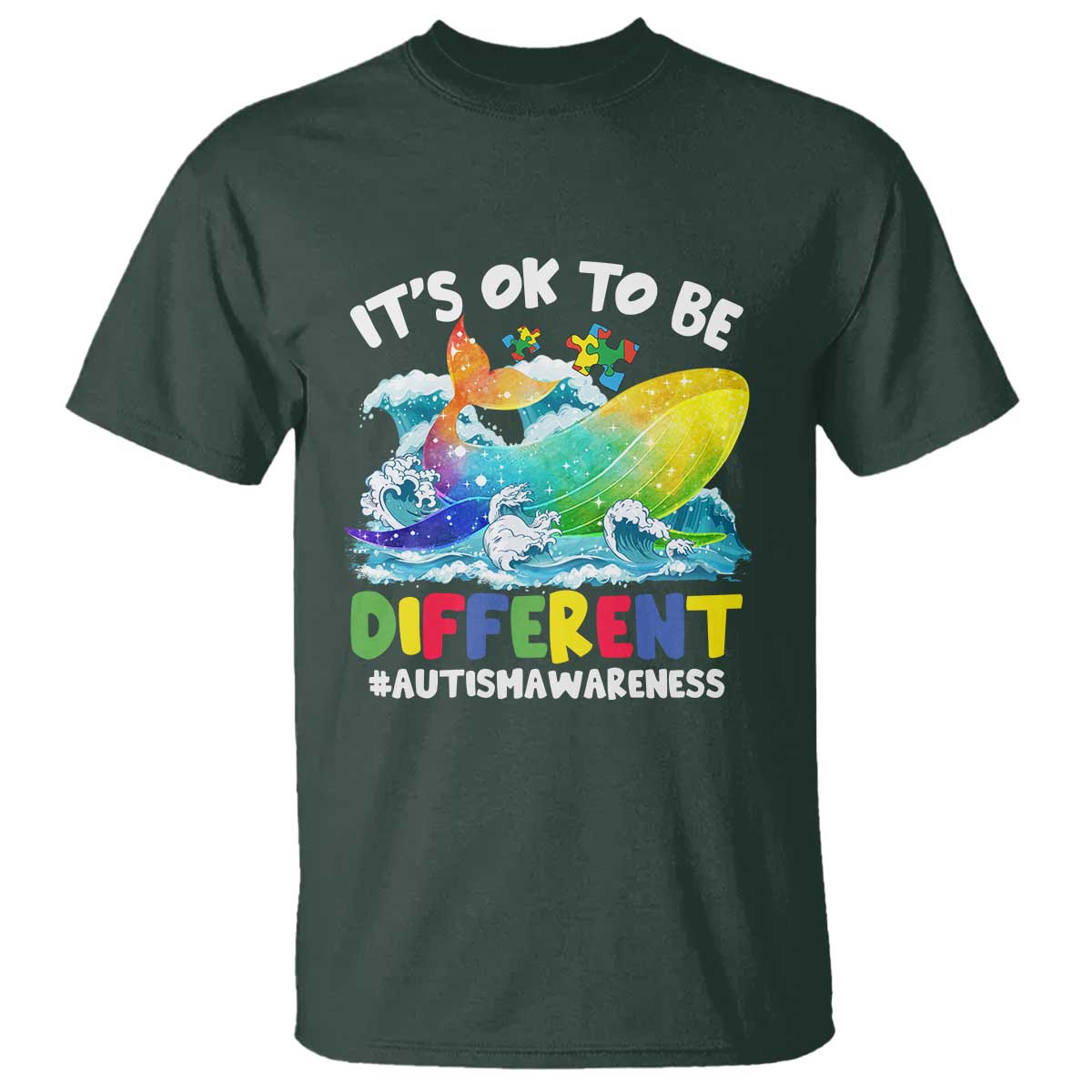 Autism Acceptance Autistic Whale T Shirt It's Ok To Be Different Support Squad Mental Health