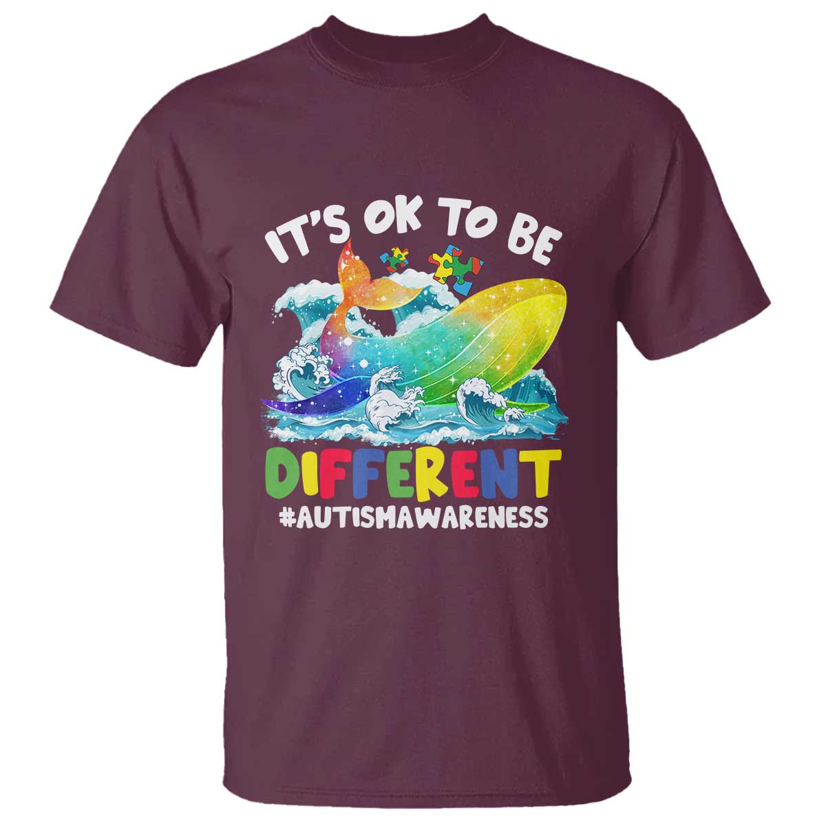 Autism Acceptance Autistic Whale T Shirt It's Ok To Be Different Support Squad Mental Health