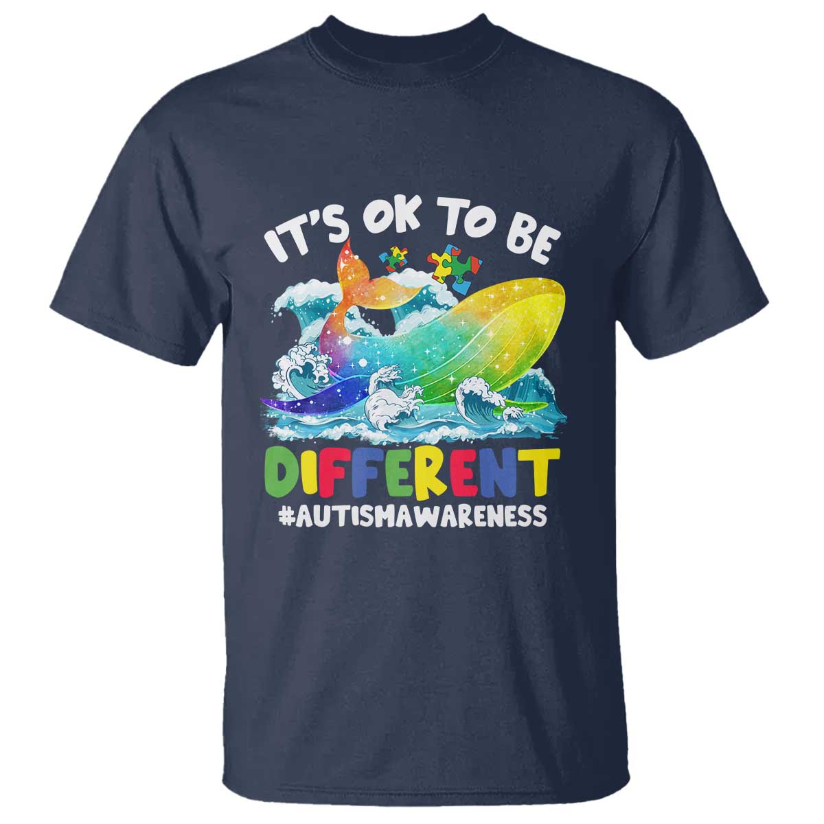 Autism Acceptance Autistic Whale T Shirt It's Ok To Be Different Support Squad Mental Health