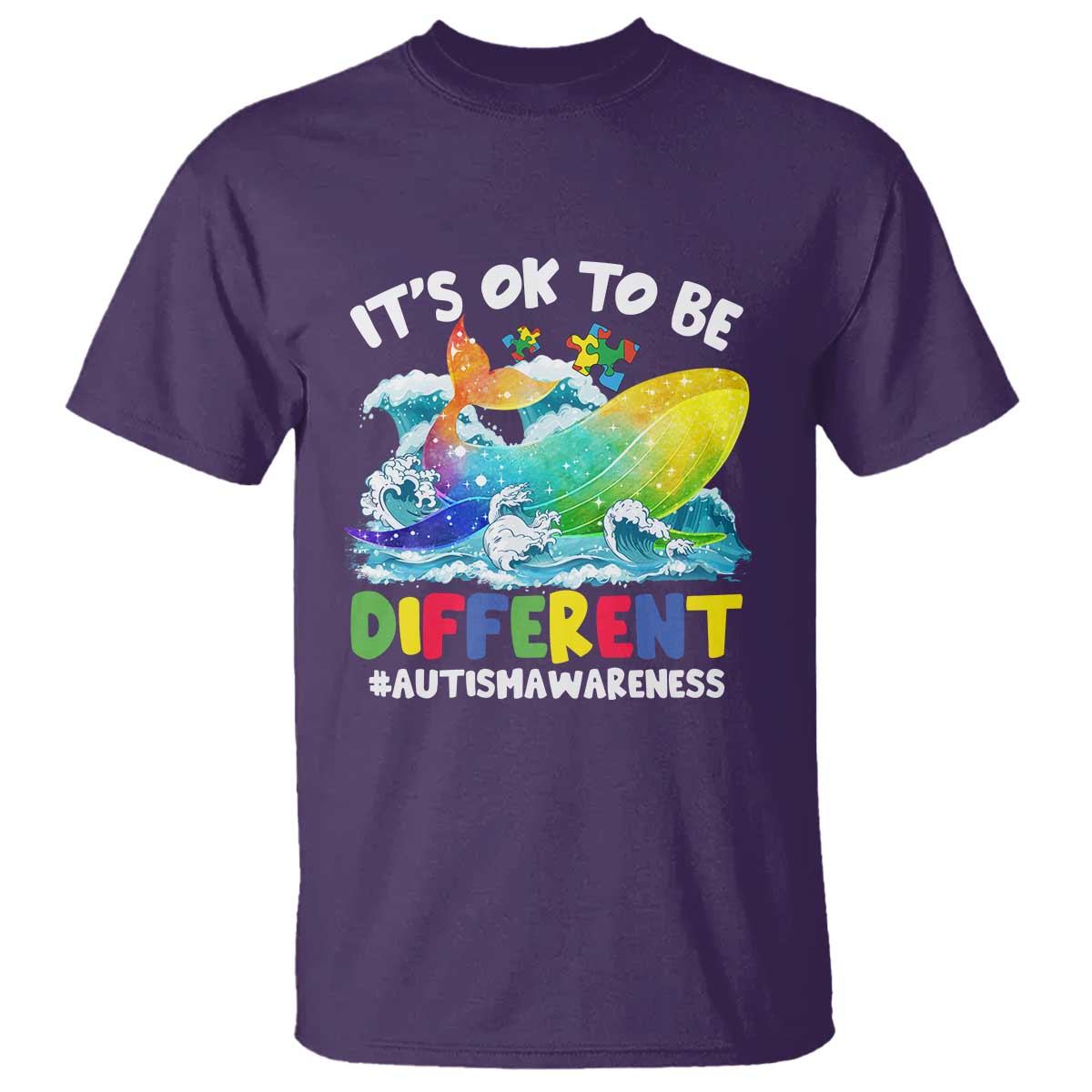 Autism Acceptance Autistic Whale T Shirt It's Ok To Be Different Support Squad Mental Health