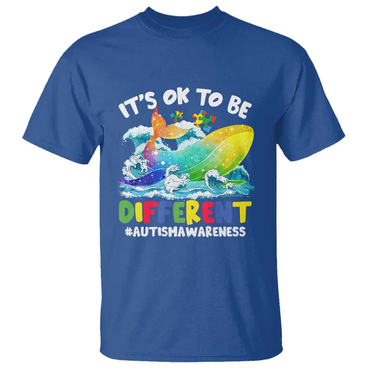 Autism Acceptance Autistic Whale T Shirt It's Ok To Be Different Support Squad Mental Health