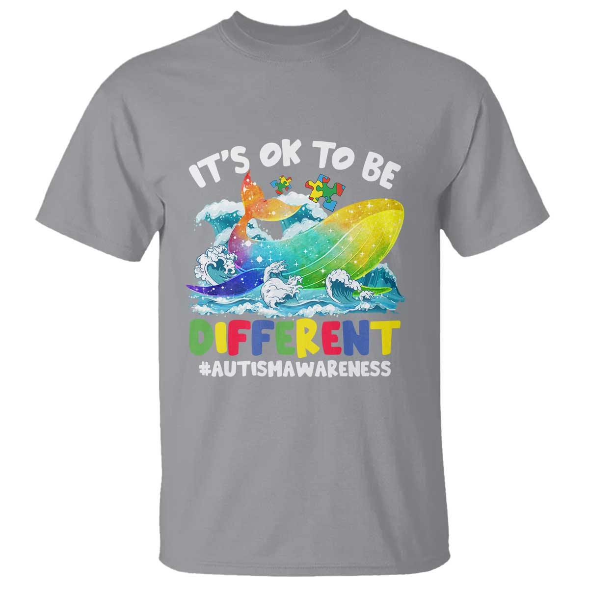 Autism Acceptance Autistic Whale T Shirt It's Ok To Be Different Support Squad Mental Health