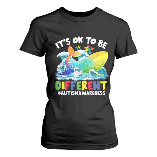 Autism Acceptance Autistic Whale T Shirt For Women It's Ok To Be Different Support Squad Mental Health