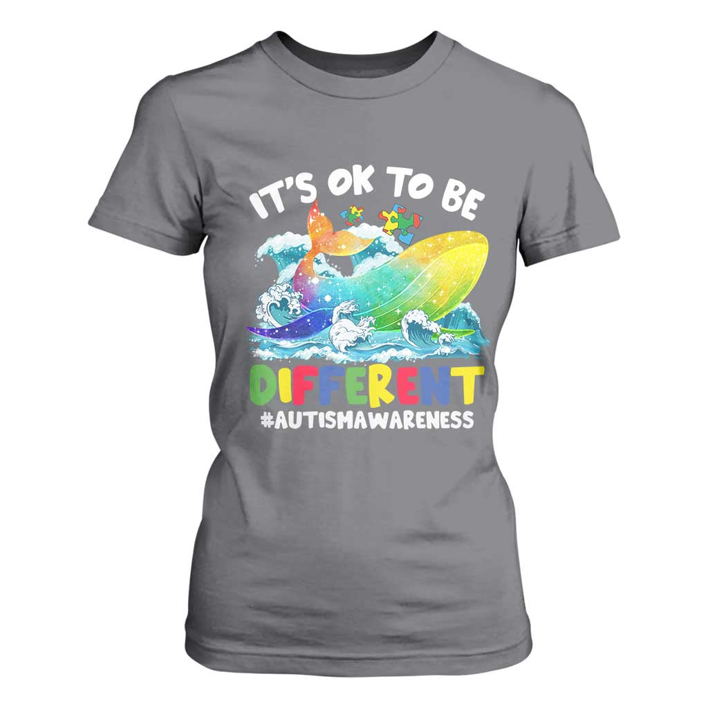 Autism Acceptance Autistic Whale T Shirt For Women It's Ok To Be Different Support Squad Mental Health